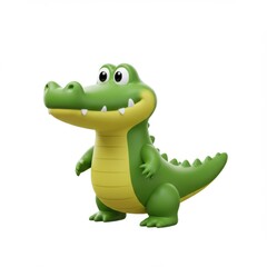 Fototapeta premium Cartoon alligator toy reptile animal green cute fun isolated on white background