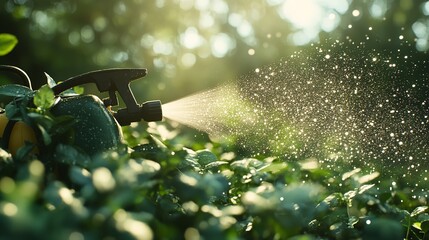 Close up rain gun sprinkler in the dry season, irrigation system on agricultural soybean field