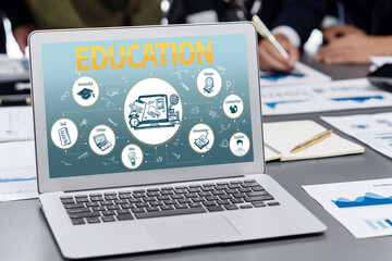 E-learning website with sofware for student to study online on the internet network brisk