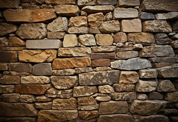 Fototapeta premium A close up of a stone wall with a black background.