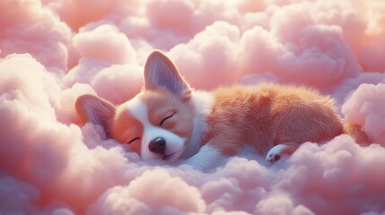 A German Shepherd on a fluffy cloud with a grand Roman temple in the background, creating a whimsical and dreamy setting.