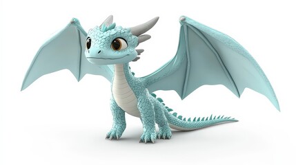 Fototapeta premium Charming 3D Cartoon Dragon with Vibrant Colors and Playful Expression in High-Quality Render