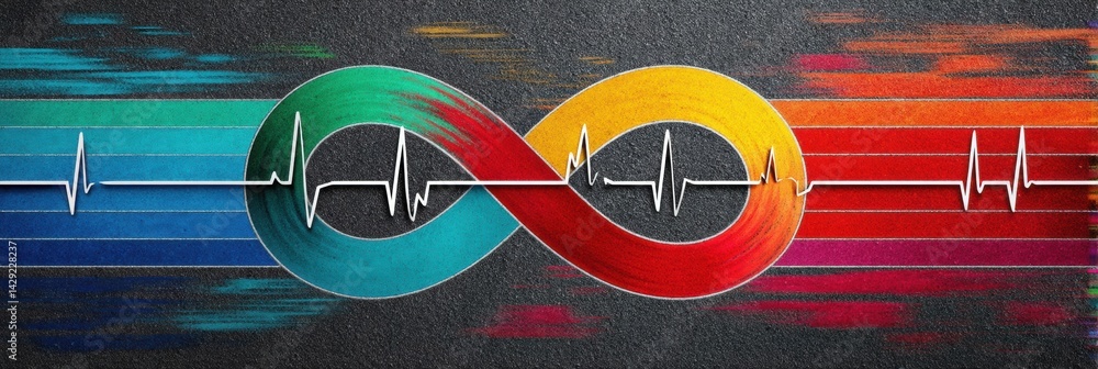 Aufkleber colorful running track designed as an infinity symbol representing heartbeat and endurance during a 