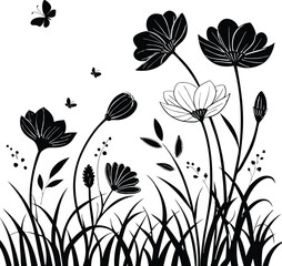 Naklejka premium floral background with butterflies
