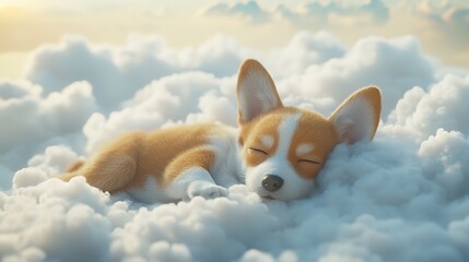 A German Shepherd on a fluffy cloud with a grand Roman temple in the background, creating a whimsical and dreamy setting.