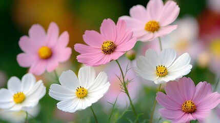 Fototapeta premium Close-Up of Colorful Wildflowers in Full Bloom with Soft Petals