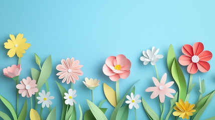 “Colorful Paper Cut Flowers – Spring Floral Background for Kids and Crafts”

