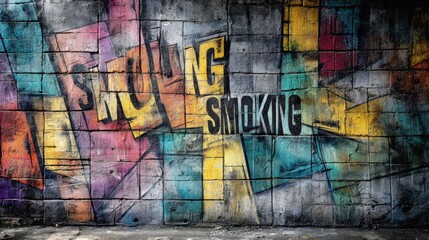 Obraz premium Bold Anti-Smoking Graffiti Showcases Colorful Street Art With Strong Messaging in Urban Environment