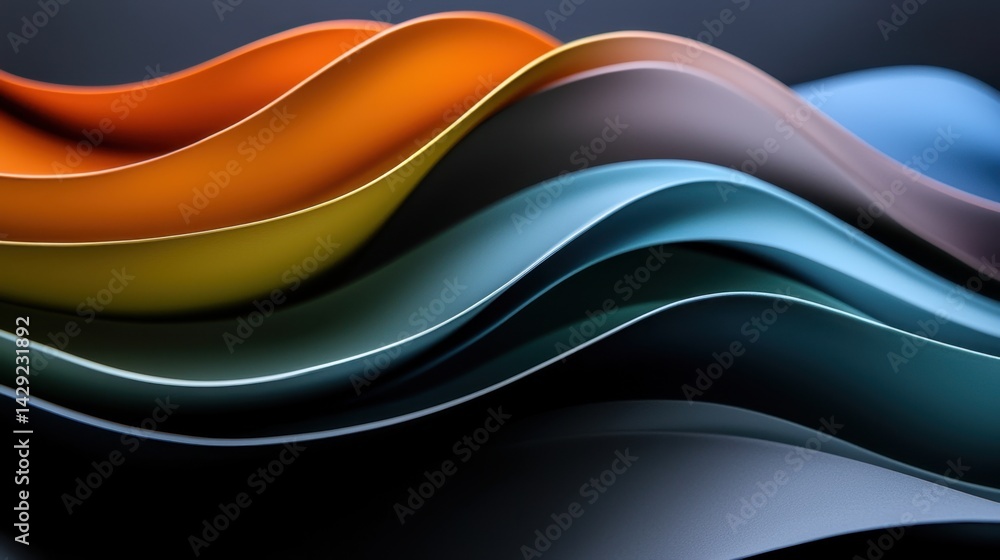 Poster curved shapes in vibrant colors blend seamlessly, creating a sense of motion and depth. the design e