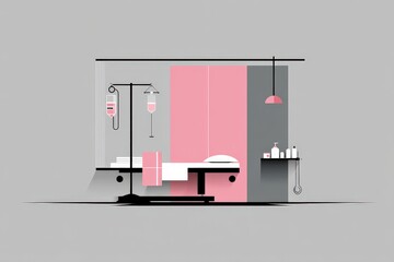 Modern Minimalist Healthcare Room with Treatment Equipment and Colors