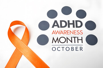 ADHD Awareness Month October Orange Ribbon and Circles