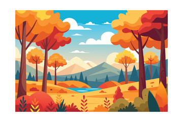 autumn landscape vector illustration