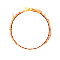 Fototapeta premium Fiery circle inferno flame ring isolated on white background