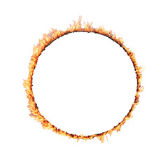 Obraz premium Ring of fire burning with orange flame isolated on white background