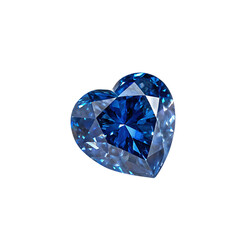 Fototapeta premium Heart shaped blue diamond close up view isolated on white background