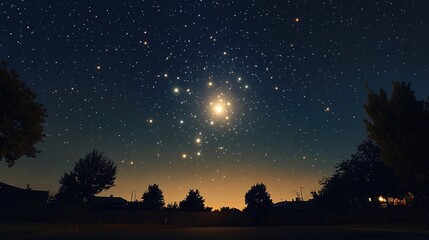 Fototapeta premium Starry night over residential area