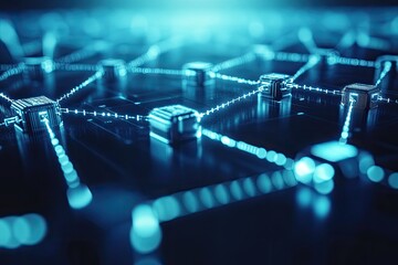 Complex network of interconnected data blocks.  Detailed network connectivity