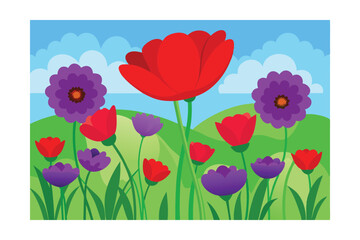 vector illustration of spring flowers