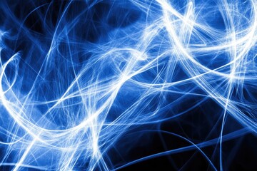 Abstract blue and white energy lines against a dark background.  Intricate, flowing lines create a dynamic visual effect