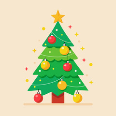  Decorated Christmas Tree Clipart with Star and Ornaments