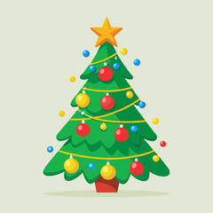  Decorated Christmas Tree Clipart with Star and Ornaments