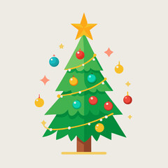  Decorated Christmas Tree Clipart with Star and Ornaments
