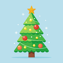 Decorated Christmas Tree Clipart with Star and Ornaments