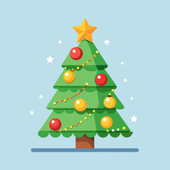  Decorated Christmas Tree Clipart with Star and Ornaments