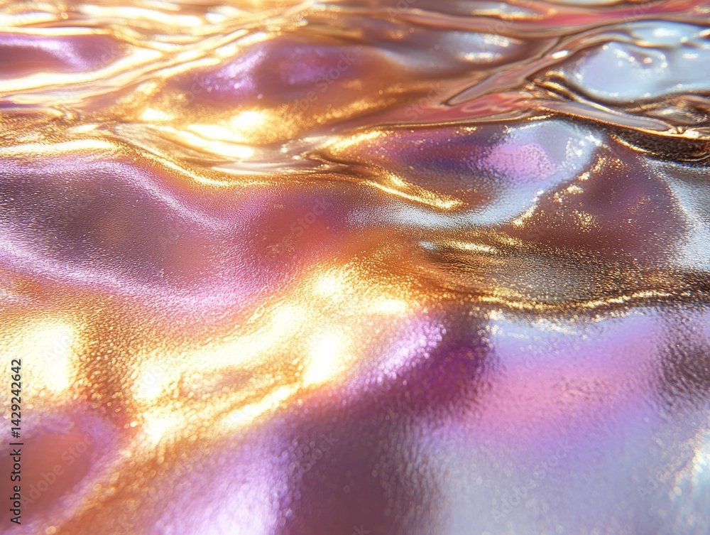 Poster abstract iridescent surface with light reflections: a mesmerizing dance of colors and textures for c