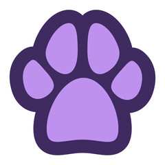 Purple dog paw print with dark thick purple outline