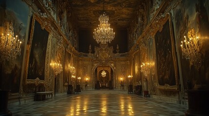 Fototapeta premium Opulent interior showcasing baroque architectural grandeur and artistic finesse