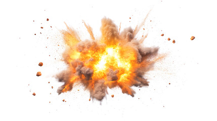 A large explosion is depicted in the image, with a lot of debris and smoke