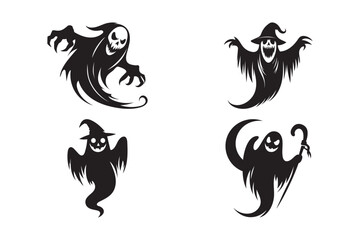 Creepy Ghost Silhouette Set – Halloween Horror Vector Collection.
