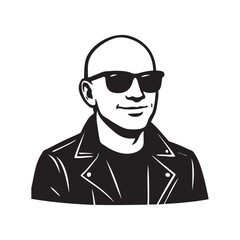 smile young bald man vector