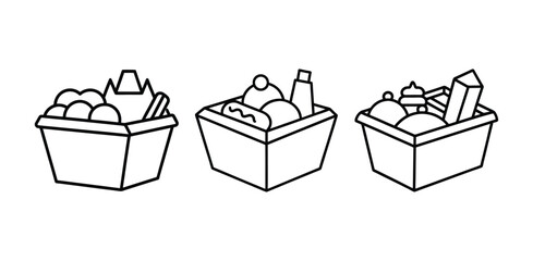 Set of Snack box line art vector illustration
