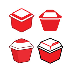 A set of Styrofoam meal box food vector art illustration