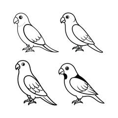A set of lovebird line art vector illustration