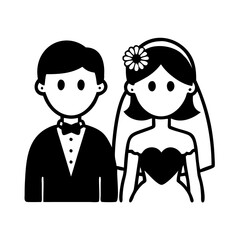 bride and groom icon, bride and groom silhouette vector illustration-Editable Vector Art of bride and groom,bride and groom vector
