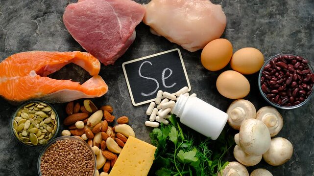 Foods contain selenium food. Selective focus.