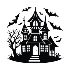 Halloween  vector illustration of an old castle