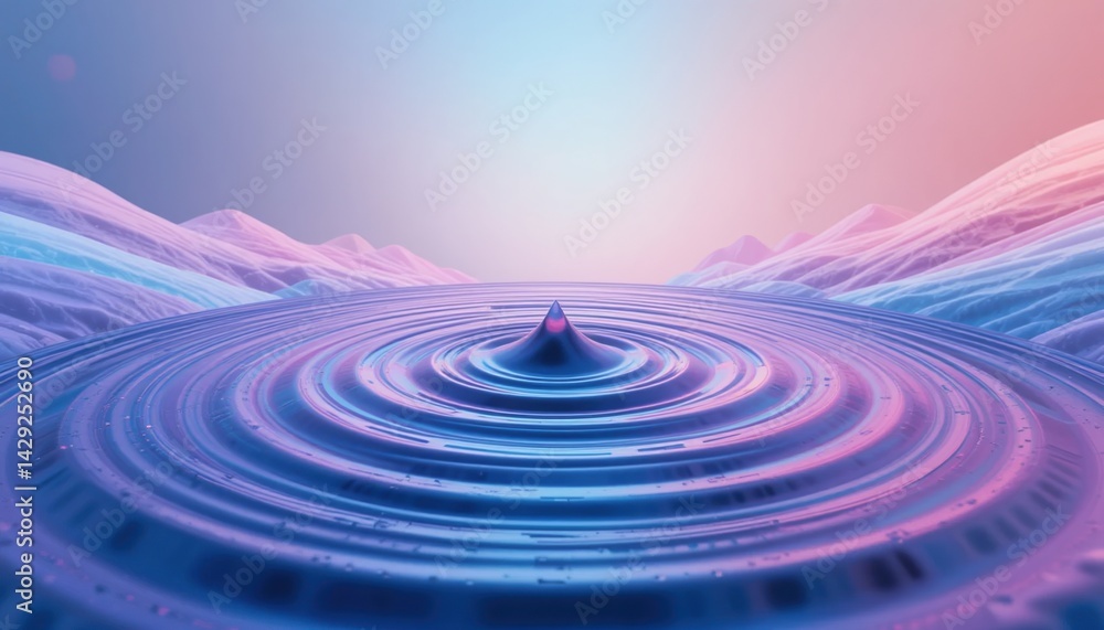Aufkleber dynamic ripple effect in abstract landscape digital art surreal environment futuristic viewpoint con