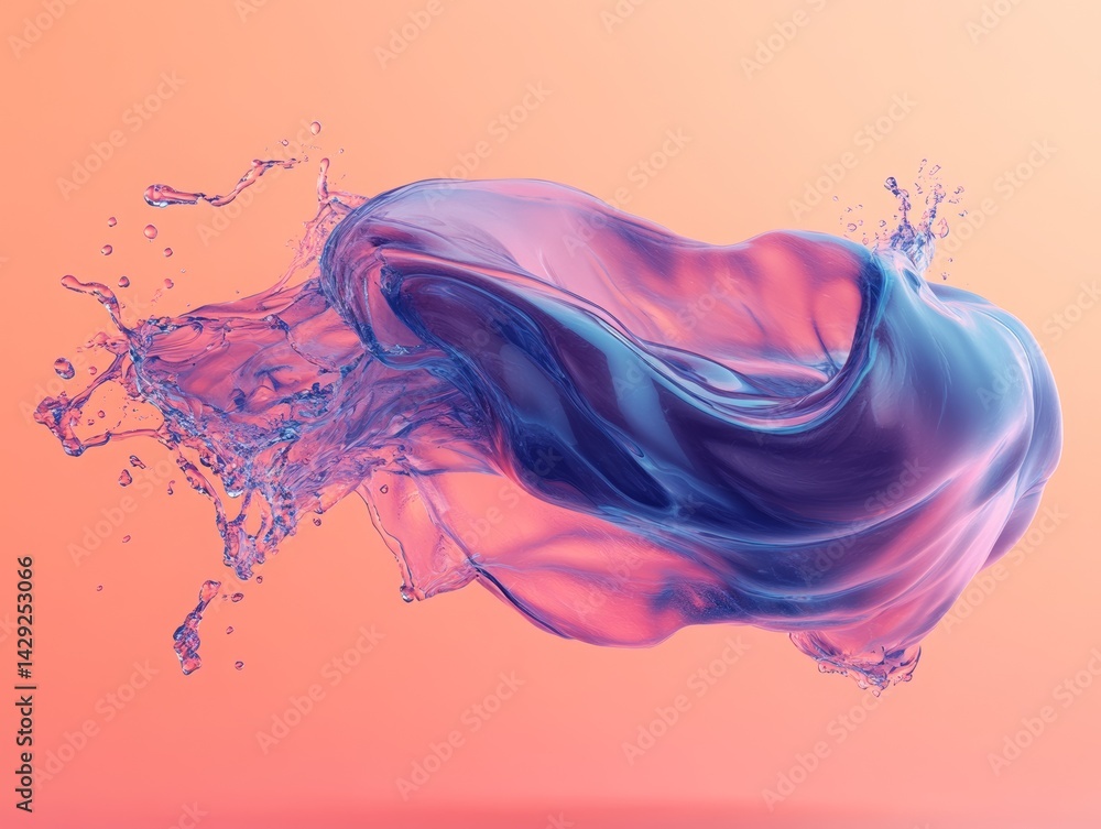 Poster elegant water cascade: an abstract composition with delicate splashes and ethereal movement against 
