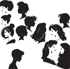 Women face head logo silhouette vector