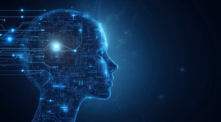 High-Tech Digital Human with Glowing Circuits and Neural Interface in a Sci-Fi Futuristic Design.Generative AI