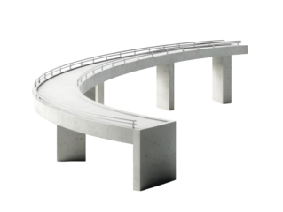 A curved concrete overpass 	isolated over png transparent background	