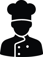 WebChef silhouette, chef icons in black line and filled version, chef vector silhouette 