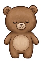 Soft Cartoon Bear with Sleepy Eyes