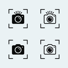 Camera scan vector icon set. Scanning camera symbol