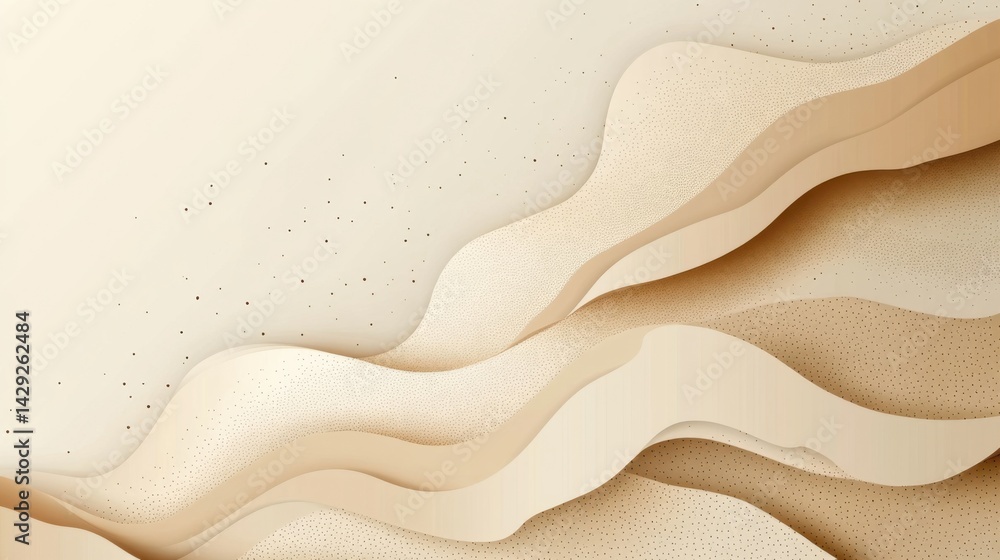 Fototapete abstract background with soft ecru tones dotted design and eggshell paper texture