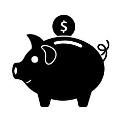 piggy bank icon, piggy bank silhouette vector illustration-Editable Vector Art of piggy bank,piggy bank vector